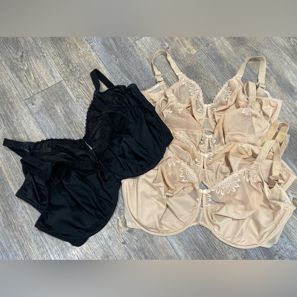 Elomi Bra 40M Etta Full Coverage Bra El8840 Nude Black Mesh...